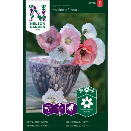 Vallmo, Korn-, 'Mother of Pearl' frö 1-pack